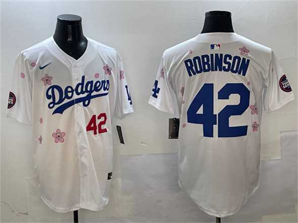 Men%27s Los Angeles Dodgers #42 Jackie Robinson White 2025 Tokyo Series Limited Stitched Jersey
